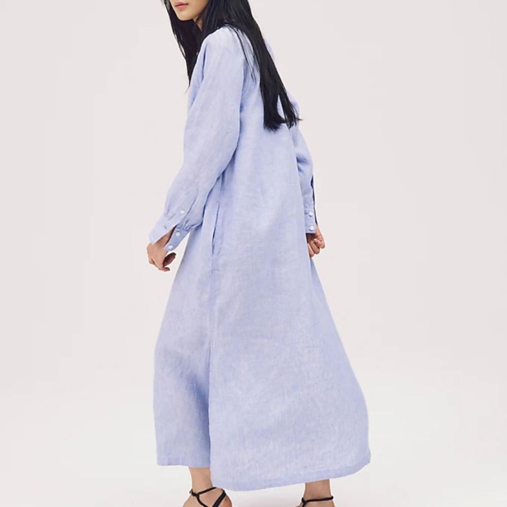 J Crew Cabana dress in linen CI918 Size S Vacation Resort Blue NWT - Picture 3 of 10